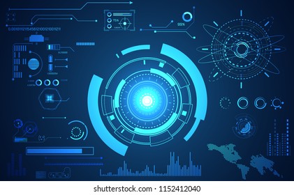 abstract technology ui futuristic concept hud interface hologram elements of digital data chart, communication, computing and circle percent vitality innovation on hi tech future design background