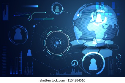 abstract technology ui futuristic concept world digital hud interface hologram elements of digital data chart, communication, circle percent vitality innovation on hi tech future design background