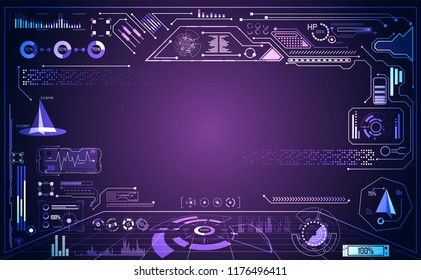 abstract technology ui futuristic concept Ai hud interface hologram elements of digital data chart, communication, computing and circle percent vitality innovation on hi tech future design background