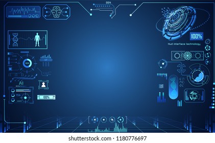 abstract technology ui futuristic concept hud interface hologram elements of digital data chart, communication, computing and circle percent vitality innovation on hi tech future design background