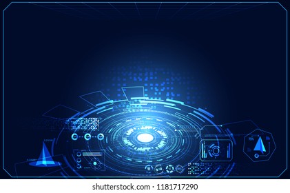 abstract technology ui futuristic concept hud interface hologram elements of digital data chart, communication, computing and circle percent vitality innovation on hi tech future design background