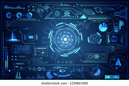 abstract technology ui futuristic concept hud interface hologram elements of digital data chart, communication, computing and circle percent vitality innovation on hi tech future design background