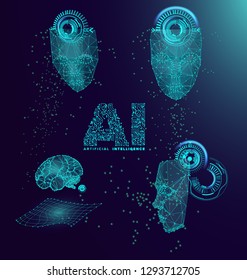 abstract technology ui futuristic concept hud interface hologram elements of ARTIFICIAL INTELLIGENCE on hi tech future design background 