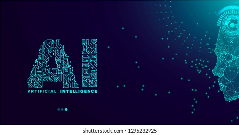 abstract technology ui futuristic concept hud interface hologram elements of ARTIFICIAL INTELLIGENCE on hi tech future design background 