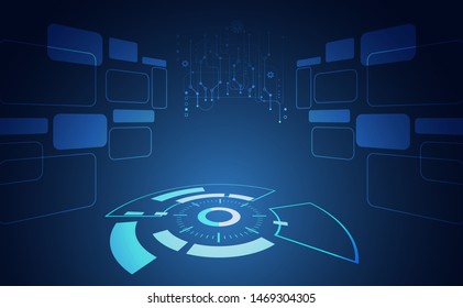 abstract technology ui futuristic concept hud interface hologram elements of digital data chart, communication, computing and circle percent vitality innovation on hi tech future design background