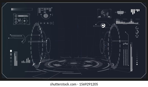 abstract technology ui futuristic concept hud interface hologram elements of digital data chart, communication, computing and circle percent vitality innovation on hi tech future design background