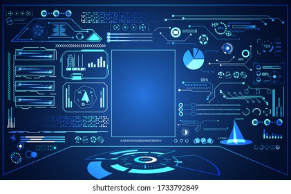 abstract technology ui futuristic concept hud interface hologram elements of digital data chart, communication, computing on hi tech future design background