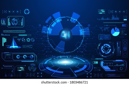 abstract technology ui futuristic concept hud interface hologram elements of digital data chart, communication, computing and circle percent vitality innovation on hi tech future design background