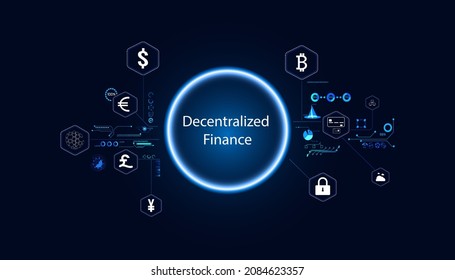abstract technology ui futuristic concept hud interface hologram elements of digital data chart, communication, Decentralized Finance on hi tech future design background