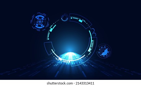 tecnología abstracta ui concepto futurista espacio de círculo holograma y velocidad de innovación en el fondo de diseño de futuro de alta tecnología