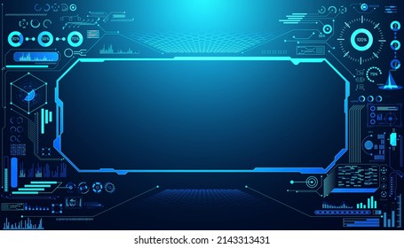 abstract technology ui futuristic concept hud interface hologram elements of digital data chart, communication, computing and circle percent vitality innovation on hi tech future design background