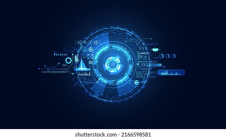 abstract technology ui futuristic concept hud interface hologram elements of digital data chart, communication, computing and circle percent vitality innovation on hi tech future design background