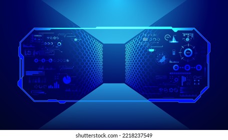 abstract technology ui futuristic concept hud interface hologram elements of digital data chart, communication, computing and circle percent vitality innovation on hi tech future design background