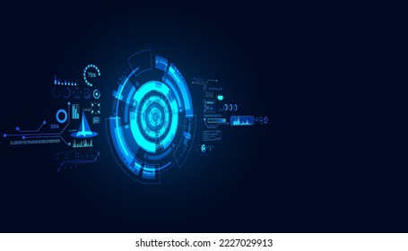 abstract technology ui futuristic concept hud interface hologram elements of digital data chart, communication, computing and circle percent vitality innovation on hi tech future design background