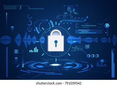 abstract technology ui futuristic concept cyber security hud interface hologram elements of digital data chart, communication,circle percent vitality innovation on hi tech future design background