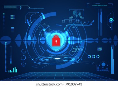 abstract technology ui futuristic concept cyber security hud interface hologram elements of digital data chart, communication,circle percent vitality innovation on hi tech future design background