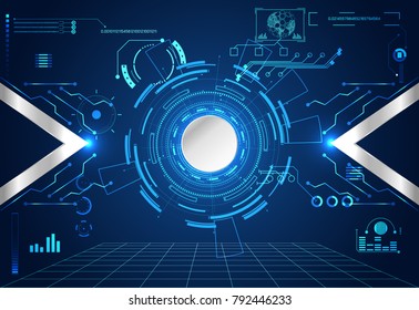 abstract technology ui futuristic concept hud interface hologram elements of digital data chart, communication, computing and circle percent vitality innovation on hi tech future design background