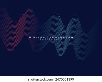 Abstract technology unique pattern futuristic digital concept with lighting square elements glowing particles on dark blue background. Digital world vector illustration.