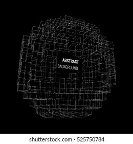 Abstract technology vector background. Abstract architect. Cubic based space.