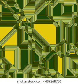 Abstract technology vector background - computer-generated image. The pattern of lines resembling the tracks on circuit board. Concept for computer, computing, communication design projects.