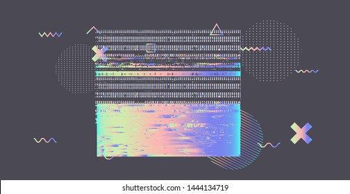 Abstract technology vector background. Cyberpunk/ vaporwave style illustration with glitch art elements.