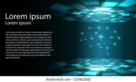 abstract technology vector background design.hi-tech background.brain wave on technology background.