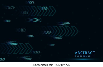 Abstract technology vector background with Hi speed lights dark blue backdrop with Arrow Light out background. 