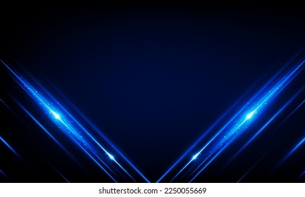 Abstract technology vector background with Hi speed lights dark backdrop with Arrow Light out triangle background Hitech communication