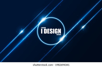 abstract technology vector background with lights lines and text i design in frame, dark backdrop with Arrow Light out triangle background Hitech communication