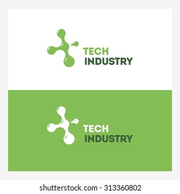 Abstract Technology vector logo design template. Molecule, atom, nanotechnology, dna theme.