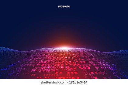 Abstract technology wave concept working data of Artificial intelligence and futuristic digital for future on dark blue background.