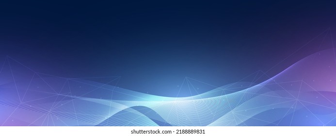 Abstract technology wave design, digital network background, vector communication concept, geometric triangular connection