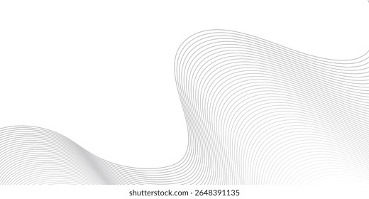 Abstract Technology Wave Lines – Digital Flow in Monochrome Gray and Black. Modern Curved Line Vector Background – White and Gray Futuristic Tech Pattern.