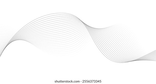 Abstract technology wave lines, frequency sound, data science, business wave line background. Abstract wavy element for design on transparent background isolated