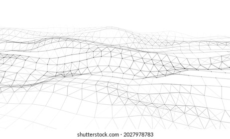 Abstrakte Technologie Welle von Teilchen. Visualisierung großer Daten. Vektorheller Hintergrund mit Bewegungspunkten und -linien. Künstliche Intelligenz.