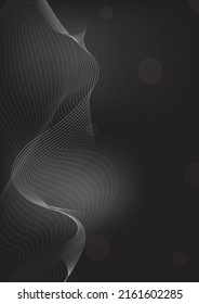 tecnología abstracta ondulada en blanco. fondo de degradado negro. para elementos de diseño móviles.