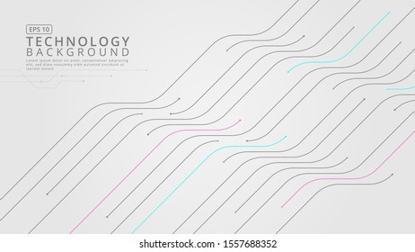 Abstract technology white background line and dots. Vector circuit board illustration. Technology connection digital data and big data modern minimal concept for graphic design and digital marketing.