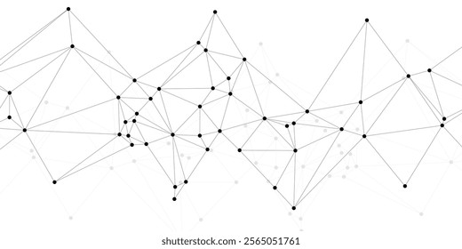 Abstract technology white background with lines and dots.