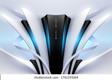 Abstract technology white and black background with blue light effect