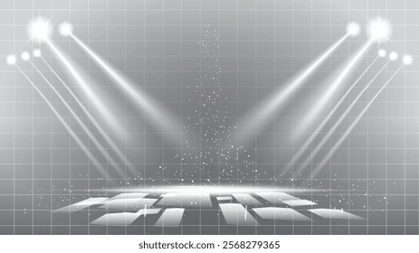 Abstract technology white gray background Hi-tech communication podium concept, technology, digital business, innovation, science fiction scene vector illustration with copy-space.