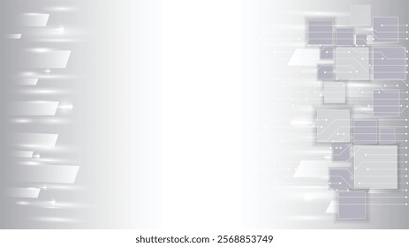 Abstract technology white gray background Hi-tech communication concept, technology, digital business, innovation, science fiction scene vector illustration with copy-space.