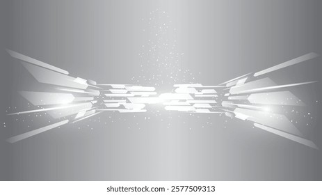 Abstract technology white gray background Hi-tech communication podium concept, technology, digital business, innovation, science fiction scene vector illustration with copy-space.