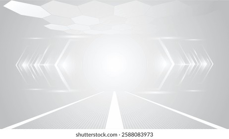 Abstract technology white gray background Hi-tech communication podium concept, technology, digital business, innovation, science fiction scene vector illustration with copy-space.