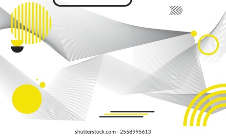 Abstract technology white gray and yellow background Hi-tech communication concept, technology, digital business, innovation vector illustration with copy-space.