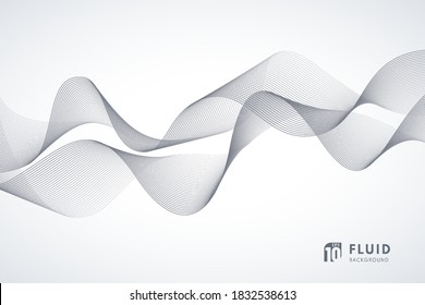 Abstract technology white & grey line wavy design 3D movement of sound dynamic background. Modern futuristic concept. Vector illustration 
