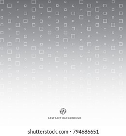 Abstract technology white square pattern random on gray halftone background texture. Vector illustration