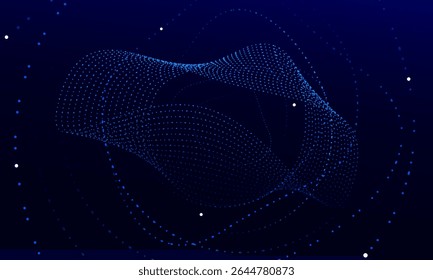 Abstract technology wireframe tunnel on dark blue background. Vector illustration