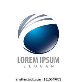 Abstract technology world blue sphere logo concept design. Symbol graphic template element
