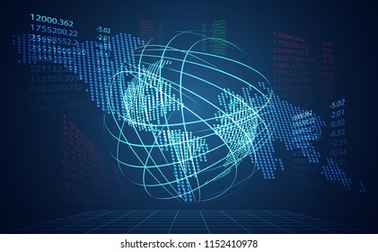 abstract technology world digital link network connection and map dot link ui futuristic concept hologram digital innovation on hi tech future design background