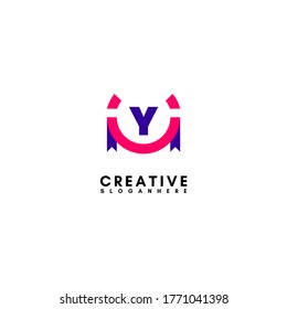 abstract technology Y logo letter simple design concept